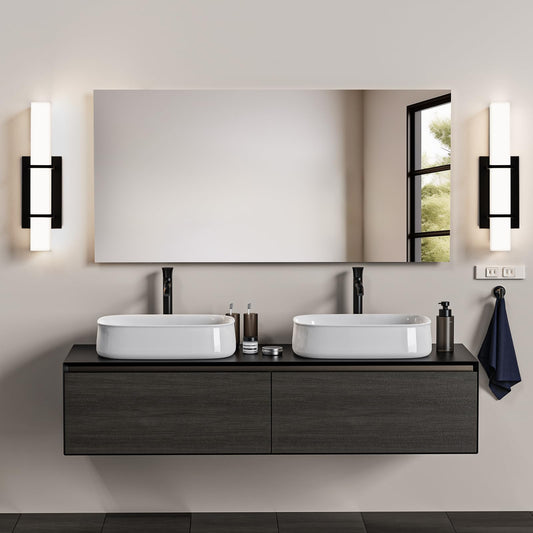 Set of 2 Modern 17.6 Inch Wall Sconces, 3 Color Temperatures for Indoor & Outdoors