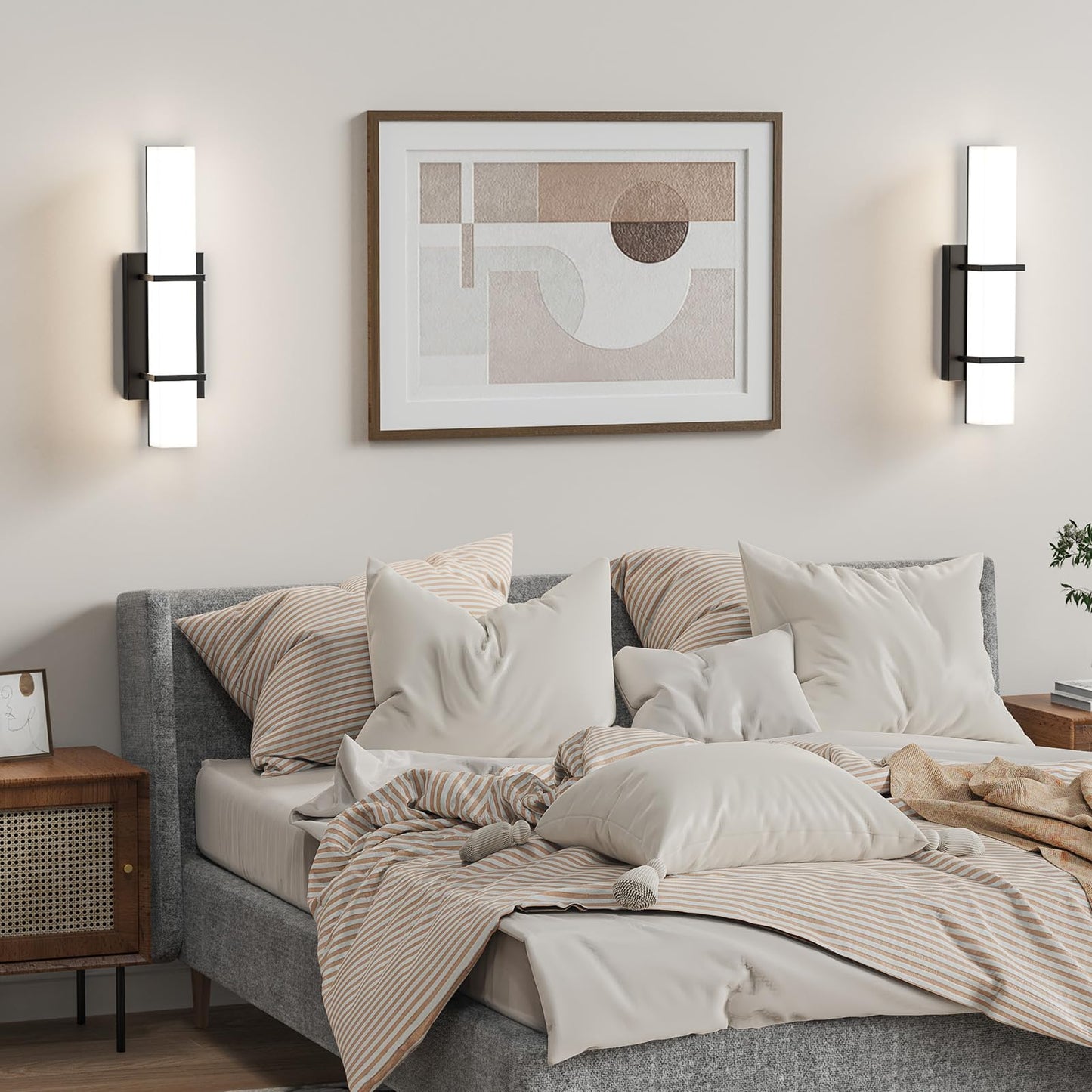 Set of 2 Modern 17.6 Inch Wall Sconces, 3 Color Temperatures for Indoor & Outdoors